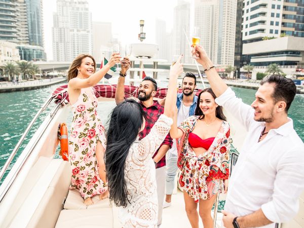 Partying at a Private Yacht at Dubai Marina
