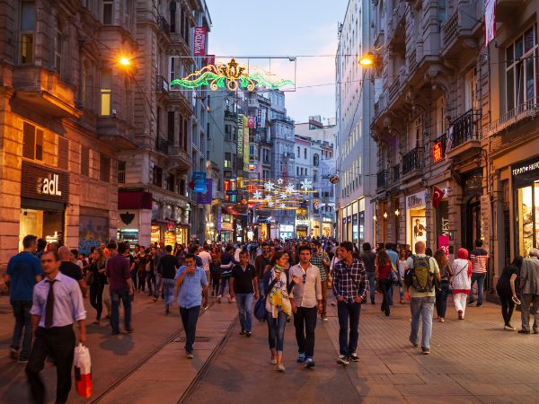 bustling street in Turkey 
